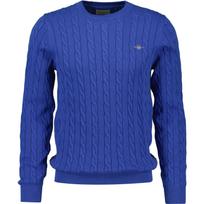 Megztinis vyrams, Mėlyna, cotton cable c-neck