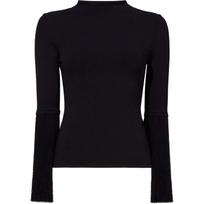 Megztinis moterims, Juoda, Matte viscose knit sweater