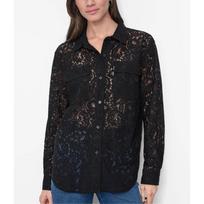 Marškiniai ilgomis rankovėmis moterims, Juoda, Lace long sleeve but