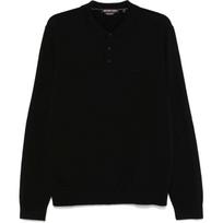 Polo marškiniai ilgos rank. vyrams, Juoda, Merino-wool polo shirt