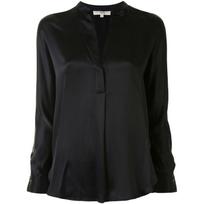Marškiniai moterims, Juoda, BAND COLLAR BLOUSE /