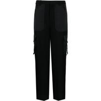 Laisvalaikio kelnės moterims, Juoda, Satin cargo trousers