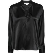 Marškiniai ilgomis rankovėmis moterims, Juoda, Draped stand collar blouse