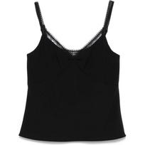 Marškiniai be rankovių moterims, Juoda, Lace trim cami