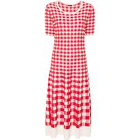 Maxi suknelė moterims, Raudona, Dress vichy jacquard