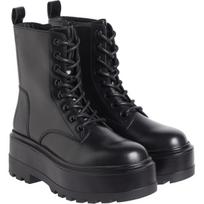 Aulinukai moterims, Juoda, Flatform high lace up booties