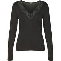 Marškinėliai ilgom. rankovėmis moterims, Juoda, Rosa v-neck lace top