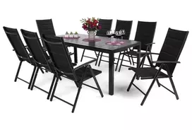 Lauko baldų komplektas Ibiza 185 cm Aliuminis, juodas