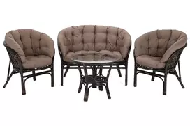Lauko baldų komplektas Bahama Tamsiai rudas/ beige 3+1