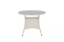 Lauko stalas Volta, ø 90 cm, Balta/Stiklas