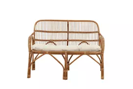 Lauko sofa Nella, Ratanas/Balta pagalvė