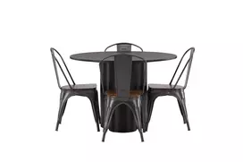 OliviaDining Table – juoda/juoda fanera+tempinė valgomojo kėdė – tamsiai pilka/tamsiai ruda MDF_4