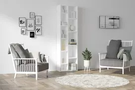 Knygų lentyna, Hanah Home, balta, 44,4 x 150 x 19,6, cm