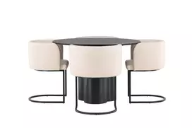 OliviaDiningTable-juoda/juoda fanera+Simrishman valgomojo kėdė-juoda/smėlio spalvos TC-audinys_4