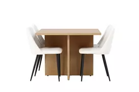 Valgomojo stalas Leo 100*75 - Oaklook / Oaklook MDF + naktinė valgomojo kėdė - juoda / balta PU _4