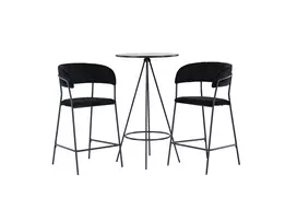 Baro staliukas Bistro ø60cm, Juoda + 2 baro kėdės Lui, Juoda
