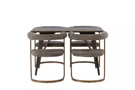 „Kaseidon“ valgomojo stalas – guminis / tamsiai rudas MDF + ryto valgomojo kėdė – juoda / juoda „Boucle“ _4