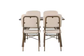 Valgomojo stalas Kaseidon, Tamsi ruda + 4 kėdės Seda, Beige