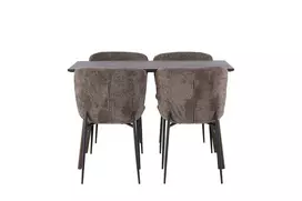 „Kaseidon“ valgomojo stalas – guminis / tamsiai rudas MDF + „Modesto“ valgomojo kėdė – pilka / rūkyta juoda „Boucle“ _4