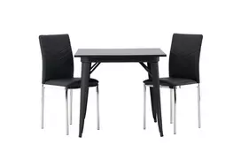 Tempe Valgomojo stalas, juoda + Lily Valgomojo kėdė 2 vnt., juoda