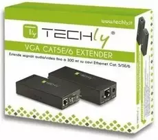 "Techly" 301122 VGA ir garso signalų ilgintuvas / kartotuvas per "Cat5" / "Cat5e" / "Cat6" vytą porą, iki 300 mm