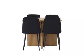 Valgomojo stalas Leo 100*75 - Oaklook / Oaklook MDF + naktinė valgomojo kėdė - juoda / juoda aksominė _4