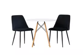 Danburi valgomojo stalas – Woodlook / Woodlook MDF + naktinė valgomojo kėdė – juoda / juoda aksominė _2