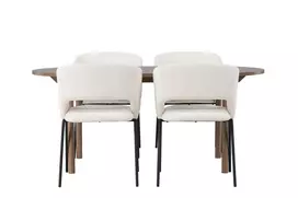 Valgomojo stalas Andy 180*75 - Natūralus / Natūralus MDF + Dienos valgomojo kėdė - Matinė juoda / Balta Lininė _4