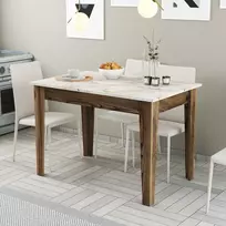 Virtuvės stalas, Hanah Home, graikinis riešutas Balta, 110 x 75 x 72, cm