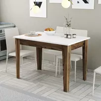 Virtuvės stalas, Hanah Home, graikinis riešutas Balta, 110 x 75 x 72, cm