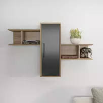 Sieninė lentyna, Hanah Home, graikinis riešutas Juoda, 118,6 x 51,8 x 35, cm
