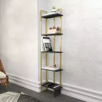 Knygų lentyna, Hanah Home, juoda Auksinis, 45,2 x 180 x 21,6, cm