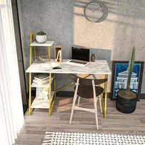 Darbo stalas, Hanah Home, baltas Auksinis, 120 x 120 x 60, cm