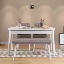 Ištraukiamas valgomojo stalo ir kėdžių komplektas (4 dalys), Hanah Home, baltas Pilka, 120 x 77 x 75, cm