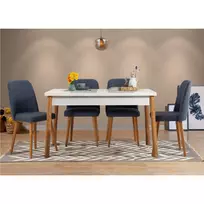 Stalo ir kėdžių rinkinys (5 dalys), Hanah Home, Atlanto pušis Tamsiai mėlyna, 120 x 77 x 75, cm