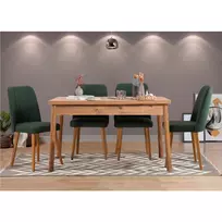 Stalo ir kėdžių rinkinys (5 dalys), Hanah Home, Atlanto pušis Žalia, 120 x 77 x 75, cm