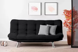 Trivietė sofa-lova Hanah Home Misa, juoda, 200 x 95 x 105