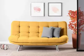 Trivietė sofa-lova Hanah Home Misa, garstyčios, 200 x 95 x 105