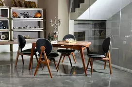Stalo ir kėdžių rinkinys (5 vnt.), Hanah Home, graikinis riešutas Antracitas, 160 x 75 x 80, cm