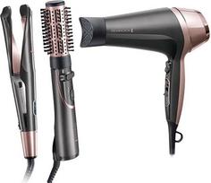 "Remington" plaukų modeliavimo rinkinys "Curl & Straight": plaukų džiovintuvas, tiesintuvas, karšto oro šepetys