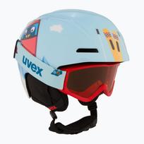 Vaikiškas slidinėjimo šalmas UVEX Viti Set + akiniai Speedy Pro light blue birdy/lasergold lite