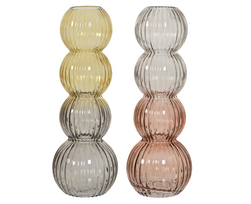 Stiklinė vaza BUBBLE, gelsvos/rausvos sp., 2 rūšys, 15 x 42 cm, 1 vnt