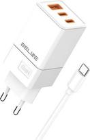 Beline Charger 65W GaN 2xUSB-C +USB-A + USB-C cable
