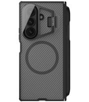 Juodas / skaidrus dėklas Samsung Galaxy Z Fold 7 telefonui "Nillkin CamShield Prop Magnetic Pen Slot Case"