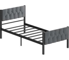 Viengulė metalinė lova KAROM, 90 x 200 cm, pilka, leistina apkrova 120 kg