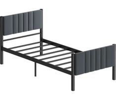 Viengulė metalinė lova LUNOR 90x200 cm antracitas maksimali apkrova 120 kg
