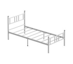 Metalinė viengulė lova PIRON 90x200 cm, balta, maksimali apkrova 120 kg
