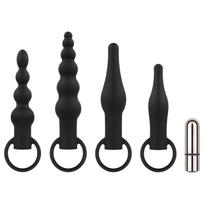 Easytoys - analinis vibratorių rinkinys - įkraunamas - 4 dalys - juodas