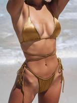 2024 Europos ir Amerikos stiliaus trikampis su petnešėlėmis bikini - Seksualus moteriškas maudymosi kostiumas L