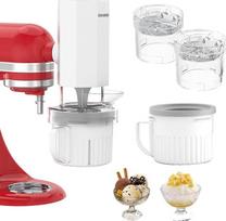 "KitchenAid" stovinčiam maišytuvui tinka "Shave Ice Cream" priedas ir 2 dalių ledų gaminimo priedų rinkinys, be BPA, kompaktiško dydžio, lengvai laikomas šaldiklyje
